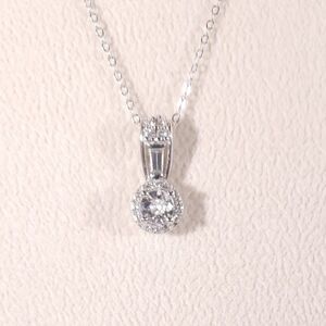 Natural White Zircon Pendant Necklace with Chain made in Italy